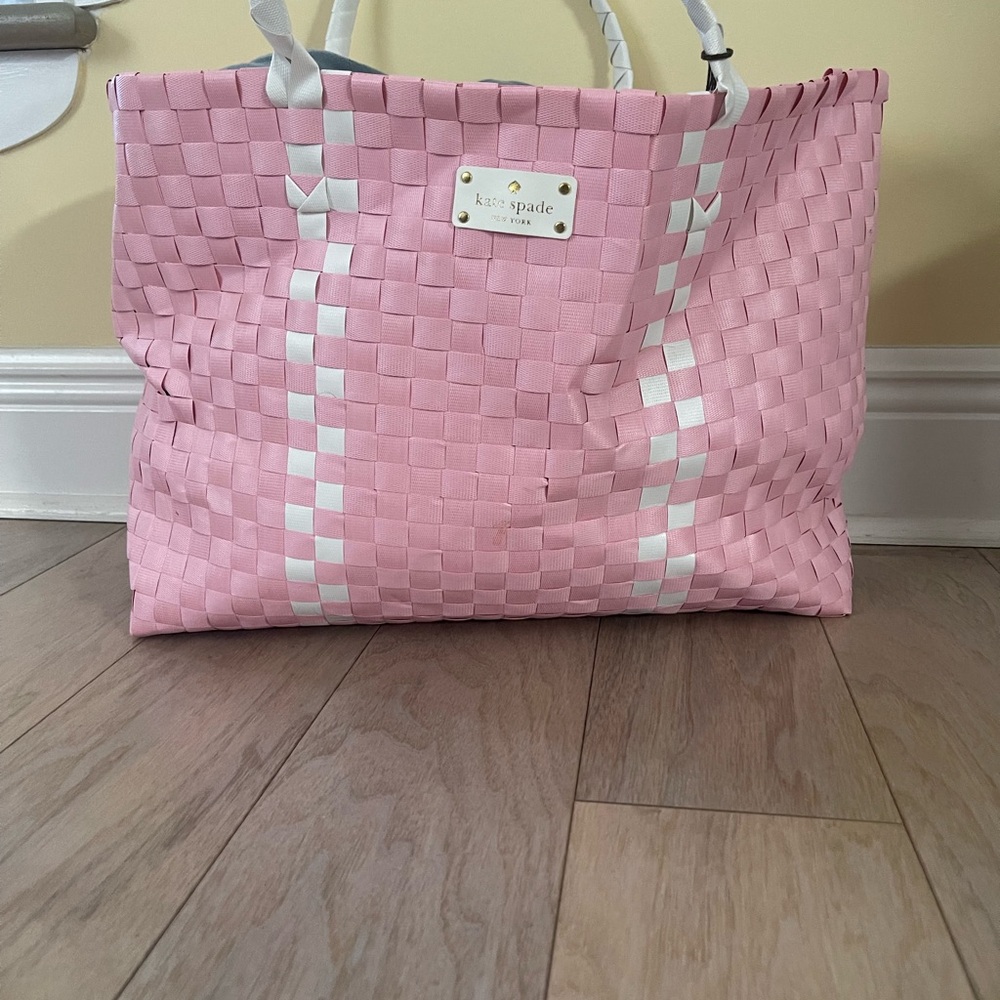 Kate Spade Pink Woven Tote Bag